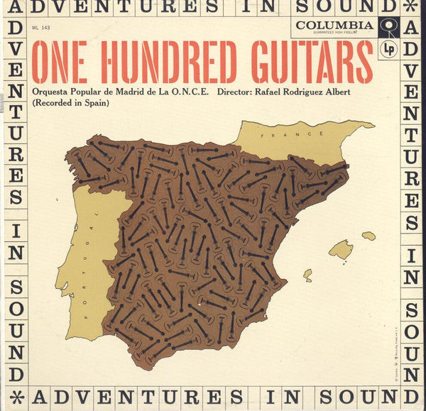 Rafael Rodriguez Albert & Orquesta Popular De Madrid De La O.N.C.E. - One Hundred Guitars - VG+ LP Record 1959 Columbia USA Adventures In Sound Vinyl - Latin / Folk / World Music - Shuga Records