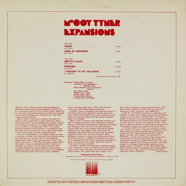 McCoy Tyner - Expansions (1968) - Mint- LP Record 1981 Applause USA Vinyl - Jazz / Modal