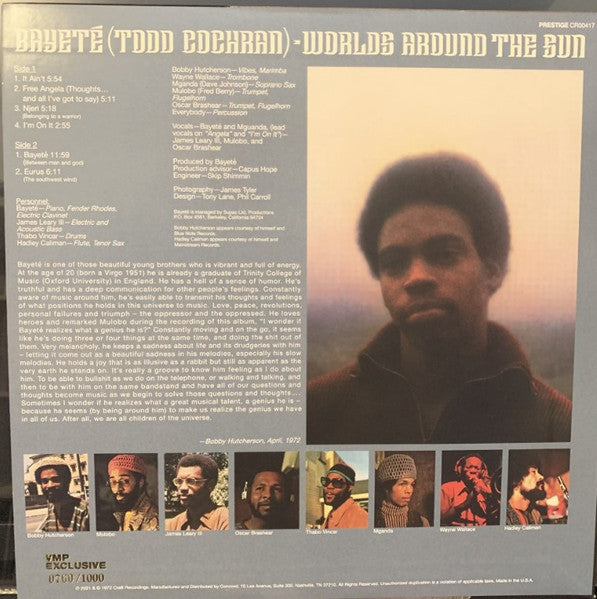 Bayeté (Todd Cochran) - Worlds Around The Sun (1972) - Mint- LP Record 2022 Jazz Dispensary Craft Vinyl Me Please Sun Swirl 180 gram Vinyl & Numbered - Jazz-Funk / Fusion / Post Bop - Shuga Records