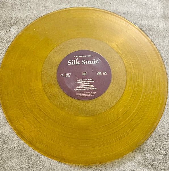 Silk Sonic - An Evening With Silk Sonic (2021) - Mint- LP Record 2022 Atlantic Aftermath Walmart Yellow Translucent Vinyl - R&B / Soul / Funk / Pop - Shuga Records
