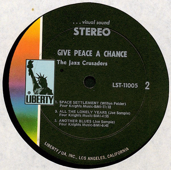 The Jazz Crusaders - Give Peace A Chance - VG+ LP Record 1970 Liberty USA Promo Vinyl - Jazz / Soul-Jazz - Shuga Records