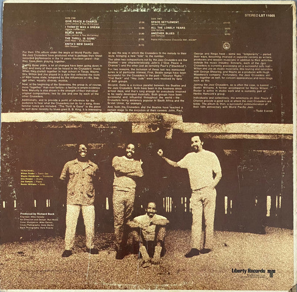 The Jazz Crusaders - Give Peace A Chance - VG+ LP Record 1970 Liberty USA Promo Vinyl - Jazz / Soul-Jazz - Shuga Records