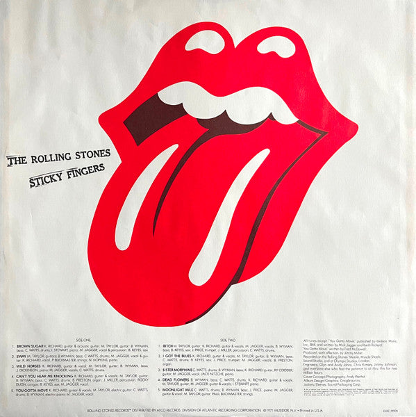 The Rolling Stones - Sticky Fingers (1971) - Mint- LP Record 1977 USA Original Vinyl & Andy Warhol Zipper Cover - Blues Rock / Classic Rock / Pop Rock - Shuga Records