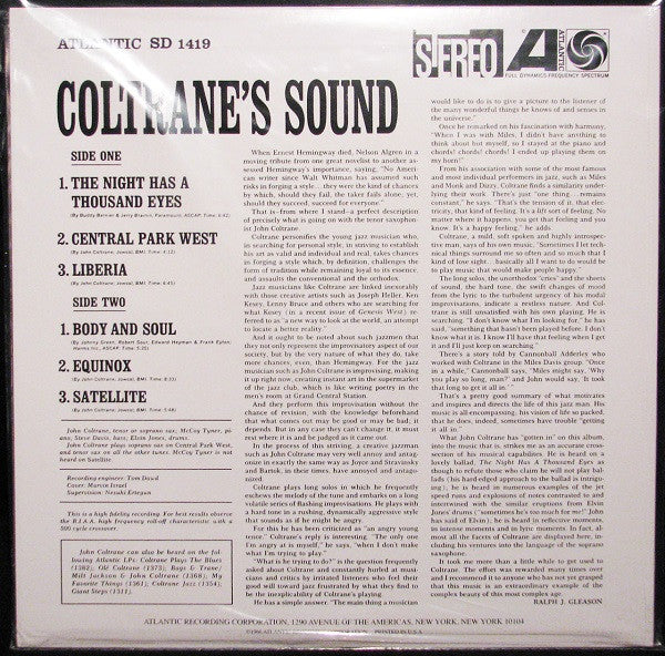 John Coltrane - Coltrane's Sound (1966) - Mint- LP Record 2010 Atlantic Rhino Europe 180 gram Vinyl - Jazz / Hard Bop / Modal - Shuga Records