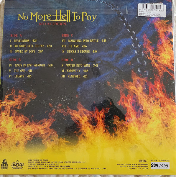 Stryper - No More Hell To Pay (2013) - Mint- 2 LP Record 2022 Church Of Vinyl Blue Splatter & Numbered - Heavy Metal - Shuga Records