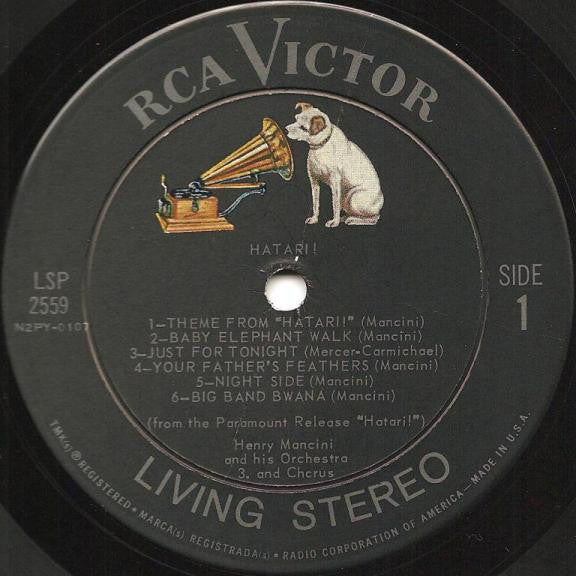 Henry Mancini - Hatari! (Music From The Motion Picture Score) - VG LP Record 1962 RCA Living Stereo Vinyl - Soundtrack - Shuga Records