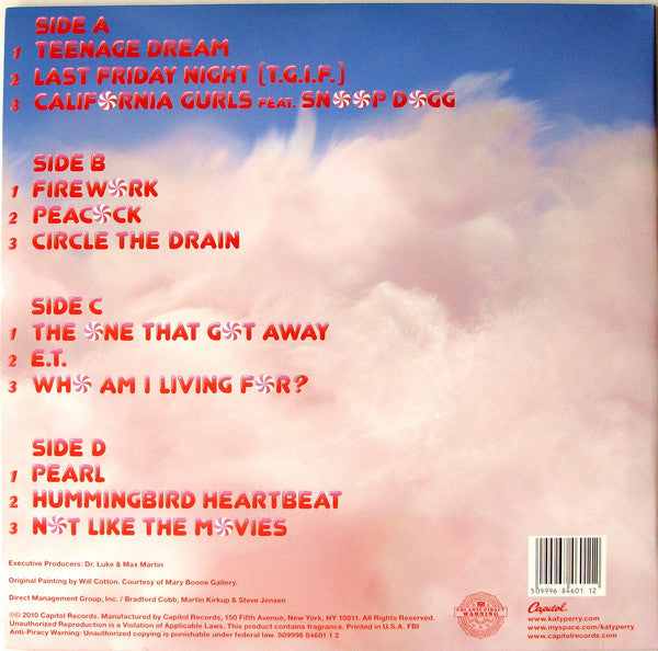 Katy Perry – Teenage Dream - VG+ 2 LP Record 2010 Capitol White Cotton Candy Scented Vinyl - Pop / Synth-pop - Shuga Records