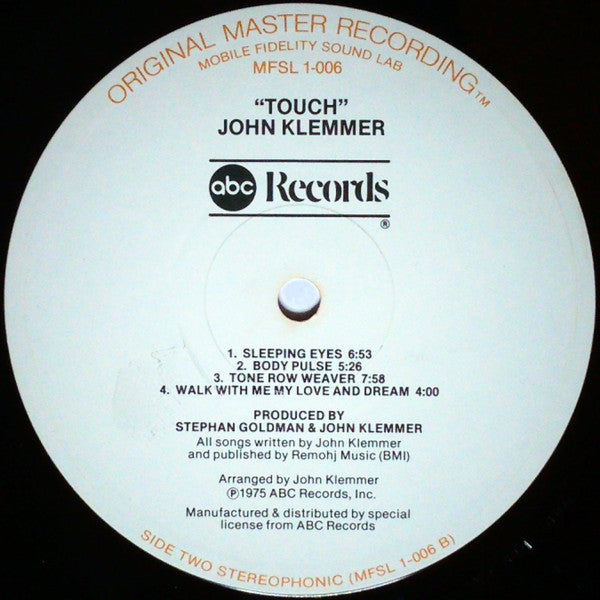 John Klemmer - Touch - VG+ LP Record 1978 Mobile Fidelity Sound Lab ABC Japan Vinyl - Jazz / Jazz-Funk / Smooth Jazz / Fusion - Shuga Records