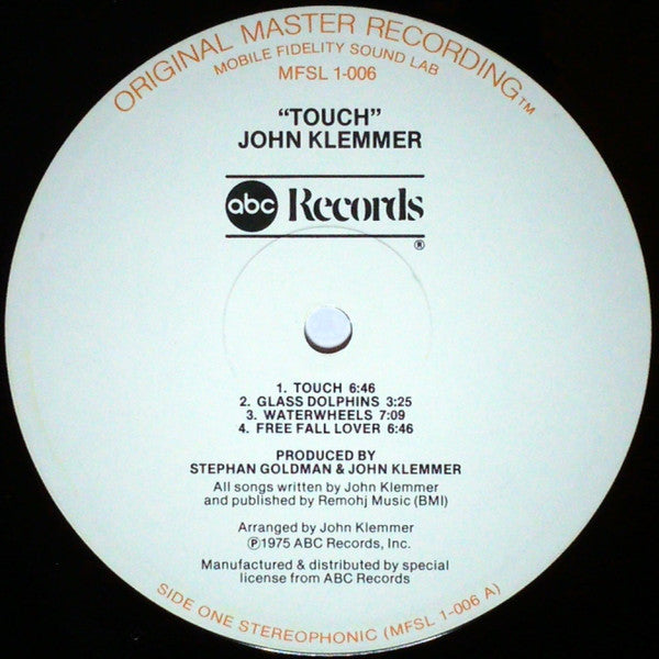 John Klemmer - Touch - VG+ LP Record 1978 Mobile Fidelity Sound Lab ABC Japan Vinyl - Jazz / Jazz-Funk / Smooth Jazz / Fusion - Shuga Records
