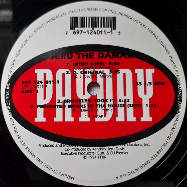 Jeru The Damaja – The Sun Rises In The East - VG- (low grade) 2 LP Record 1994 Payday FFRR USA Original Vinyl - Hip Hop