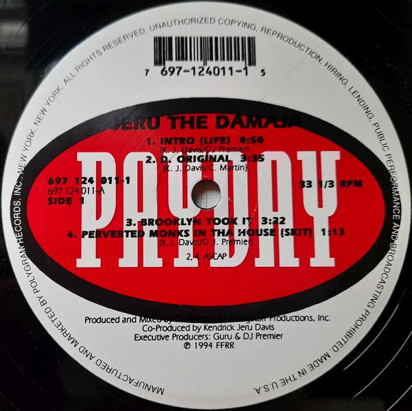 Jeru The Damaja – The Sun Rises In The East - VG- (low grade) 2 LP Record 1994 Payday FFRR USA Original Vinyl - Hip Hop - Shuga Records