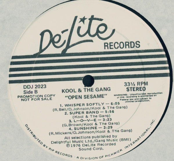 Kool & The Gang – Open Sesame - VG+ LP Record 1976 De-Lite USA Promo Vinyl - Funk / Soul / Disco - Shuga Records