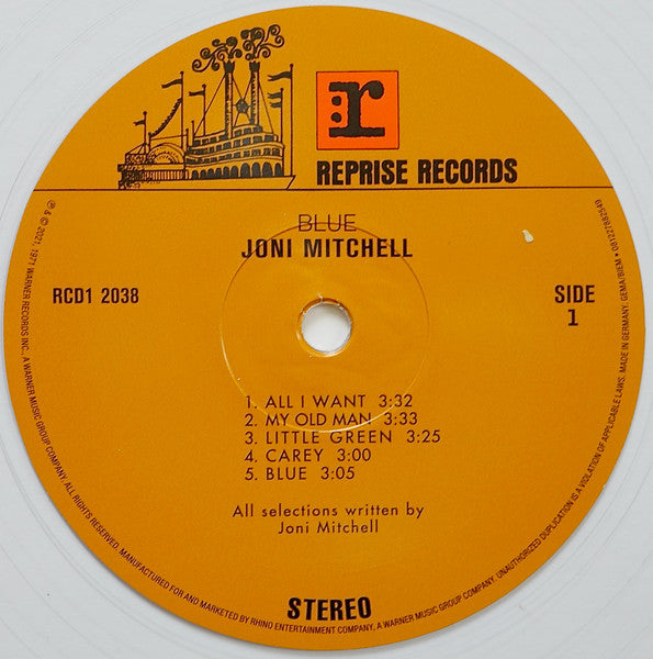 Joni Mitchell - Blue (1971 ) - New LP Record 2022 Reprise RSD Essentials Crystal Clear Vinyl - Soft Rock / Folk Rock - Shuga Records