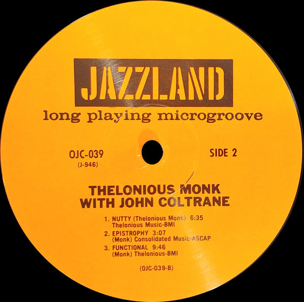 Thelonious Monk With John Coltrane (1961) - VG+ LP Record 1999 Jazzland Original Jazz Classics USA Vinyl - Jazz / Bop