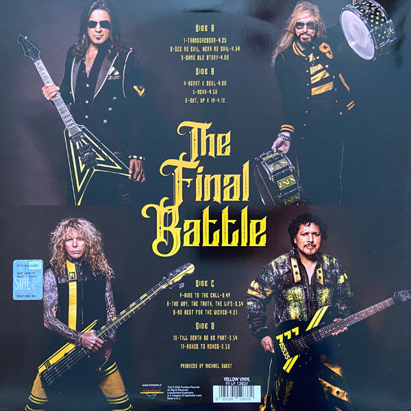 Stryper - The Final Battle - Mint- 2 LP Record 2020 Frontiers Music SRL Yellow Vinyl - Heavy Metal - Shuga Records