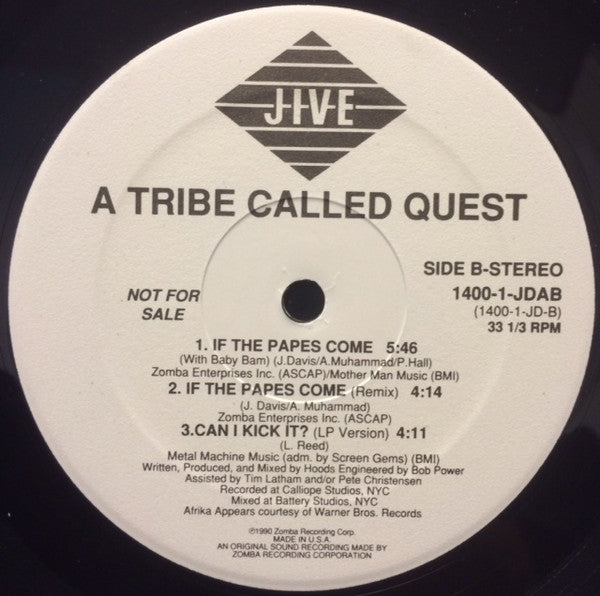 A Tribe Called Quest – Can I Kick It? - VG+ 12" Single Record 1990 Jive USA Promo Vinyl - Hip Hop / Conscious