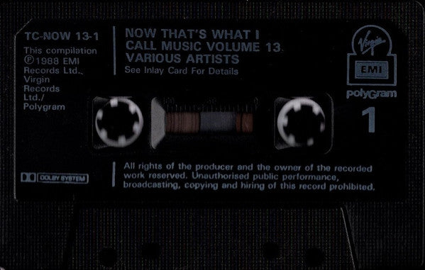Various - Now That's What I Call Music XIII / Now 13 - VG+ 2x Cassette 1988 Virgin Polygram UK Tape Set - Synth-pop / Rock / New Wave / Indie / House / Rap - Shuga Records