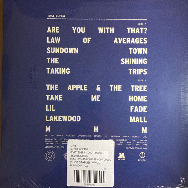 Vince Staples - Vince Staples - Mint- LP Record 2022 Blacksmith Motown Urban Outfitters Exclusive Vinyl & Alternate Cover - Hip Hop - Shuga Records