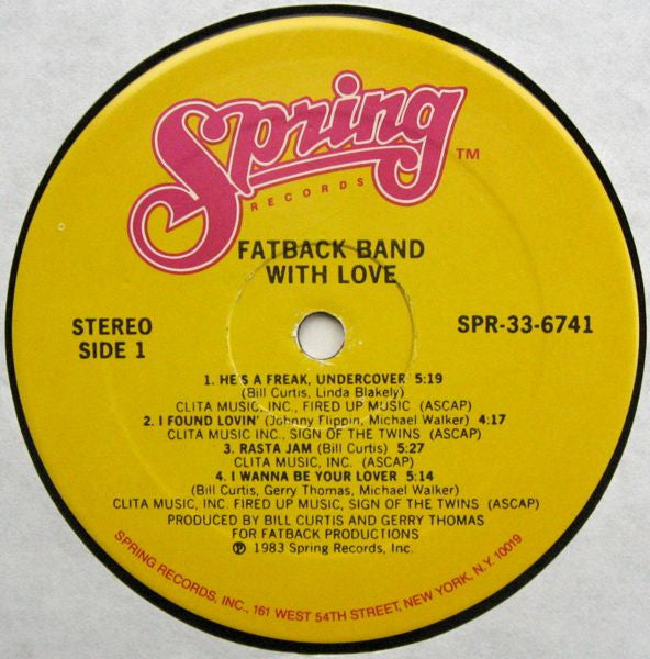 Fatback - With Love - VG+ LP Record 1983 Spring Vinyl - Soul / Funk / Disco