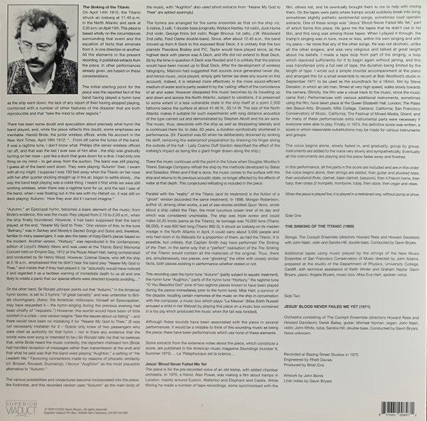 Gavin Bryars – The Sinking Of The Titanic (1975) - Mint- LP Record 2022 Superior Viaduct Vinyl - Modern Classical / Minimal - Shuga Records