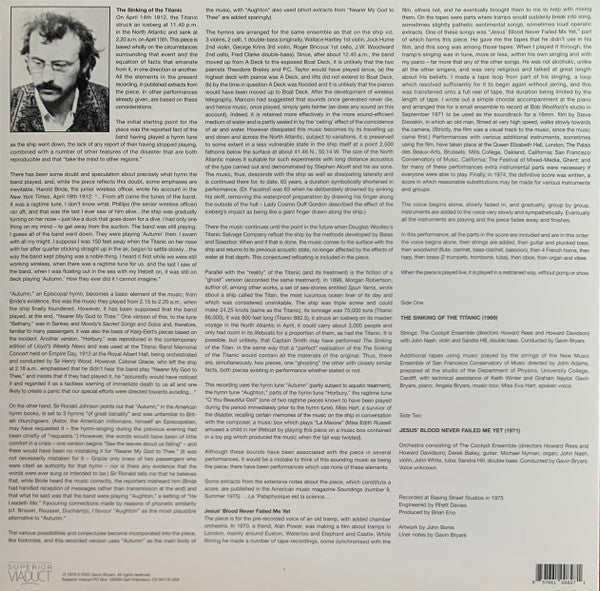 Gavin Bryars – The Sinking Of The Titanic (1975) - Mint- LP Record 2022 Superior Viaduct Vinyl - Modern Classical / Minimal