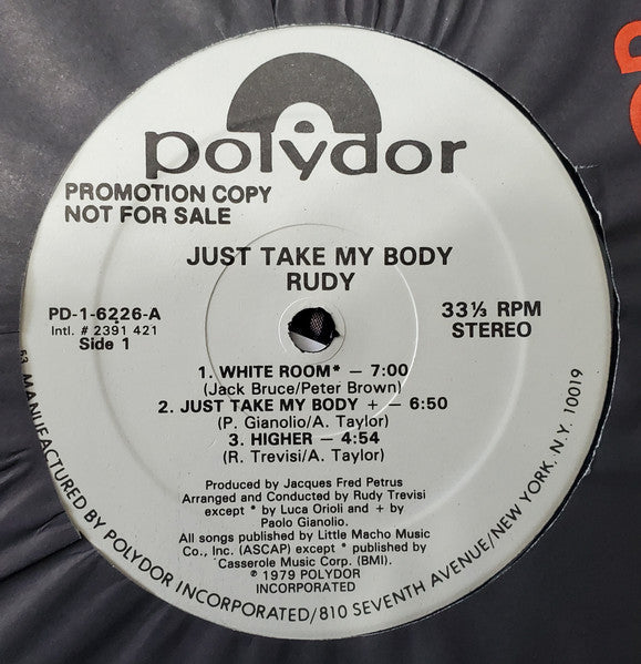 Rudy - Just Take My Body - VG+ LP Record 1979 Polydor USA Promo Vinyl - Disco / Funk - Shuga Records