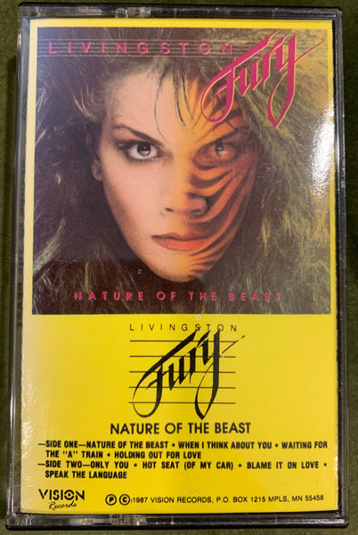 Livingston Fury - Nature of the Beast - VG+ Cassette 1987 Vision USA White Tape - Hard Rock / Heavy Metal / Pop Rock - Shuga Records