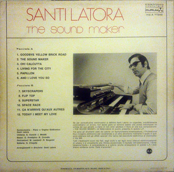 Santi Latora – The Sound Maker - Mint- LP Record 1974 Durium Italy Vinyl - Jazz / Easy / Theme - Shuga Records