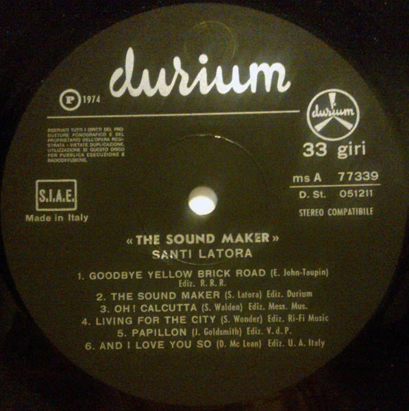 Santi Latora – The Sound Maker - Mint- LP Record 1974 Durium Italy Vinyl - Jazz / Easy / Theme - Shuga Records
