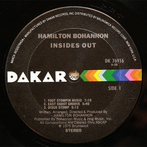 Hamilton Bohannon - Insides Out - VG+ LP Record 1975 Dakar Stereo Vinyl - Soul / Funk / Disco - Shuga Records