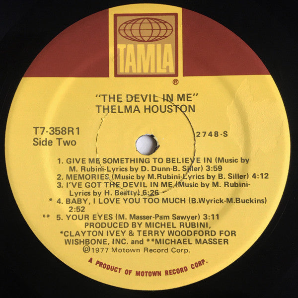 Thelma Houston - The Devil In Me - VG+ LP Record 1977 Tamla USA Vinyl - Soul / Disco - Shuga Records