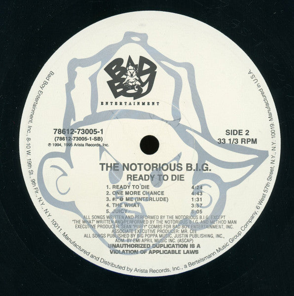 The Notorious B.I.G. - Ready To Die - VG+ 2 LP Record 1995 Bad Boy USA Original Press Vinyl - Hip Hop / Gangsta / Boom Bap - Shuga Records