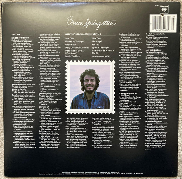 Bruce Springsteen - Greetings From Asbury Park, N.J. (1973) - VG+ LP Record 1983 Columbia USA Vinyl - Rock & Rock / Pop Rock - Shuga Records