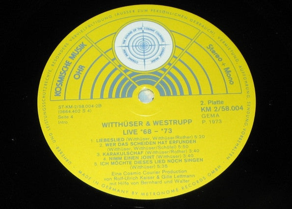 Witthüser & Westrupp - Live *68–*73 - Mint- 2 LP Record 1973 Kosmische Musik Germany Vinyl - Krautrock / Psychedelic Rock - Shuga Records