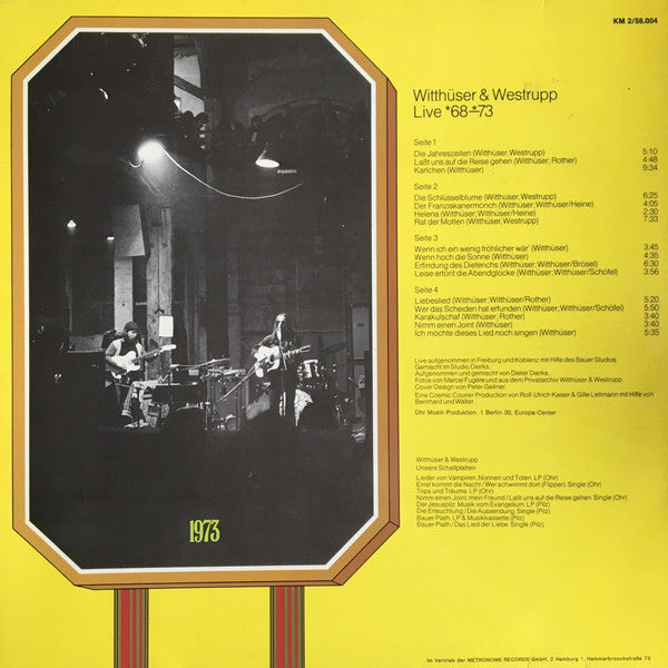 Witthüser & Westrupp - Live *68–*73 - Mint- 2 LP Record 1973 Kosmische Musik Germany Vinyl - Krautrock / Psychedelic Rock - Shuga Records