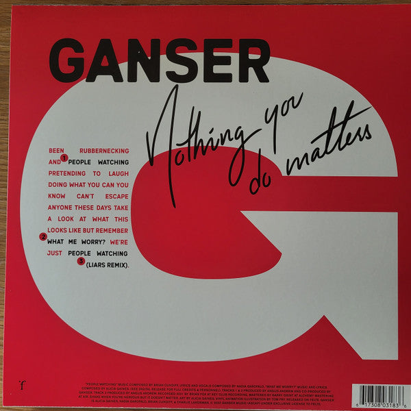 Ganser - Nothing You Do Matters - New EP Record 2022 Felte Red Vinyl - Chicago Art Rock / Post-Punk / No Wave - Shuga Records