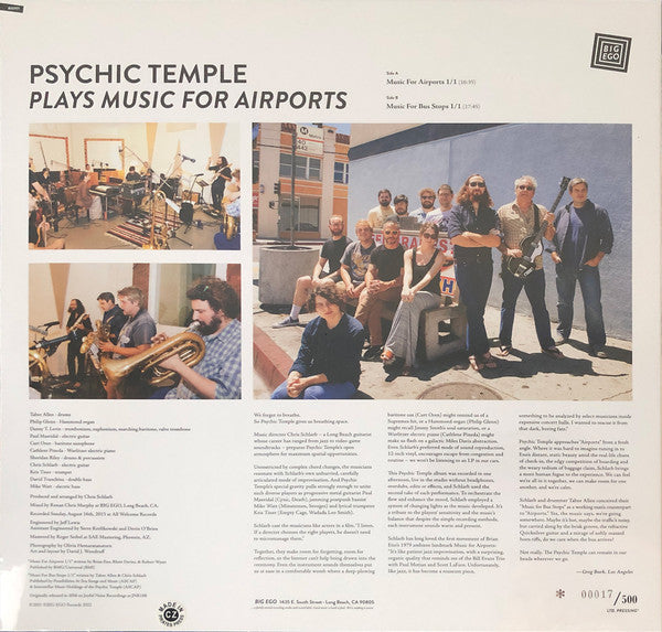 Psychic Temple - Plays Music For Airports (2016) - Mint- LP Record 2022 Big Ego USA Vinyl & Numbered - Avant-garde Jazz - Shuga Records