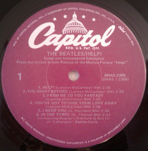 The Beatles - Help! (Original Motion Picture)(1965) - Mint- LP Record 1978 Capitol USA Purple Label Vinyl - Pop Rock / Soundtrack - Shuga Records
