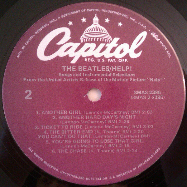 The Beatles - Help! (Original Motion Picture)(1965) - Mint- LP Record 1978 Capitol USA Purple Label Vinyl - Pop Rock / Soundtrack - Shuga Records