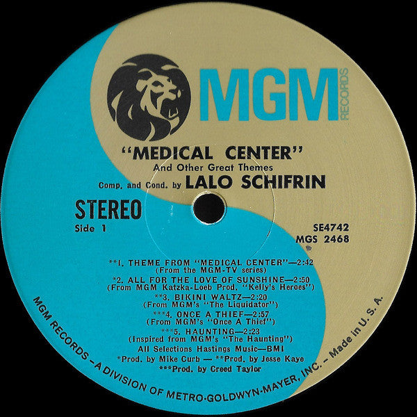 Lalo Schifrin – "Medical Center" And Other Great Themes - VG+ LP Record 1970 MGM USA Vinyl - Jazz / Bossa Nova / Soundtrack