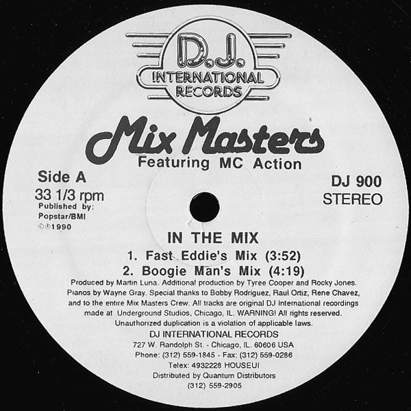 Mix Masters Featuring MC Action - In The Mix - VG+ 12" Single Record 1990 D.J. International USA Vinyl - Chicago House / Hip-House - Shuga Records
