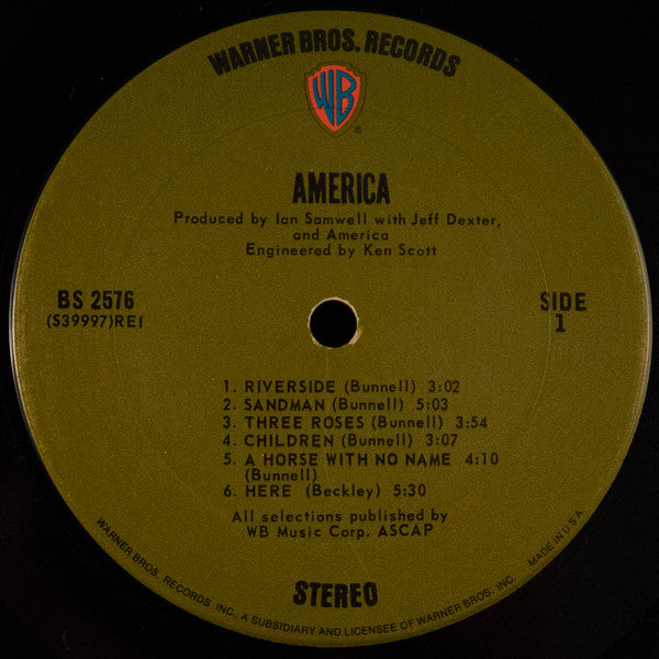 America - America - VG+ LP Record 1971 Warner USA Original Vinyl - Classic Rock / Soft Rock - Shuga Records