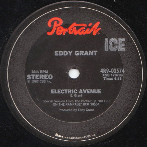 Eddy Grant ‎- Electric Avenue - Mint- 12" Single Record 1982 Portrait ICE USA - Synth-Pop / Disco - Shuga Records