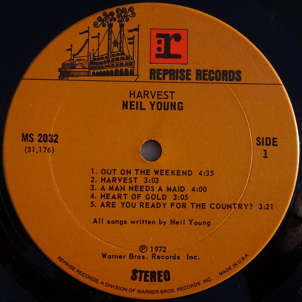 Neil Young ‎– Harvest - VG+ LP Record 1972 Reprise USA Original Vinyl, Textured Sleeve - Classic Rock / Folk Rock
