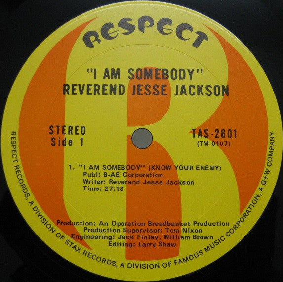 Rev. Jesse Jackson - I Am Somebody - Mint- LP Record 1971 Respect USA Original Vinyl - Speech / Political / Sermon / Soul - Shuga Records