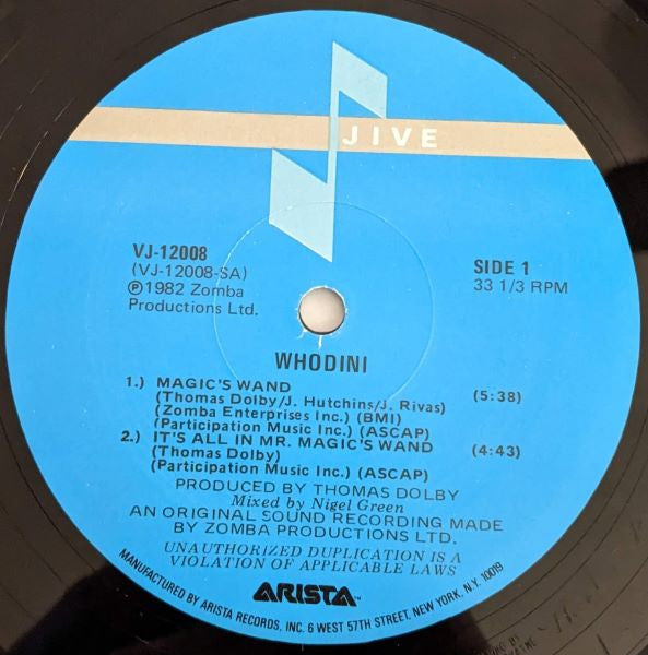 Whodini - Magic's Wand - Mint- 12" Single Record 1982 Jive USA Original Vinyl - Rap/ Hip Hop / Electro - Shuga Records