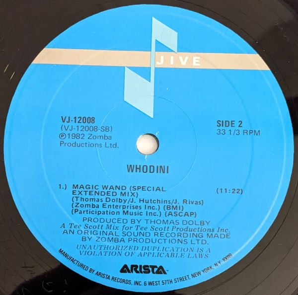 Whodini - Magic's Wand - Mint- 12" Single Record 1982 Jive USA Original Vinyl - Rap/ Hip Hop / Electro - Shuga Records