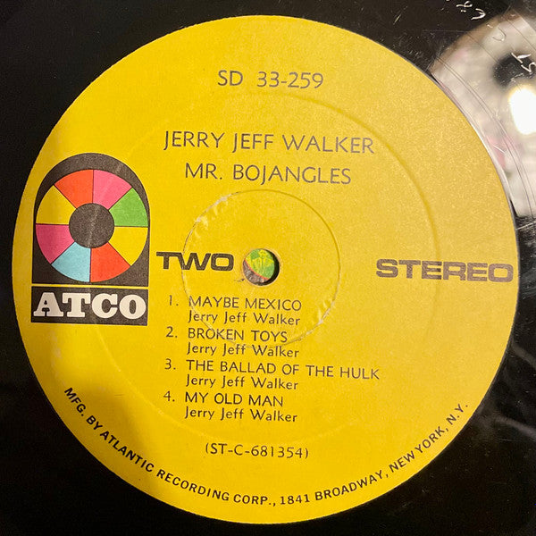 Jerry Jeff Walker - Mr. Bojangles VG+ LP Record 1968 ATCO USA Vinyl - Country Rock / Folk Rock - Shuga Records