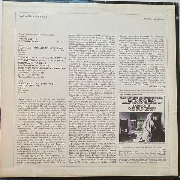 Walter Carlos – Switched-On Bach II - Mint- LP Record 1973 Columbia USA Original Vinyl & Hype Sticker - Electronic / Classical / Moog - Shuga Records