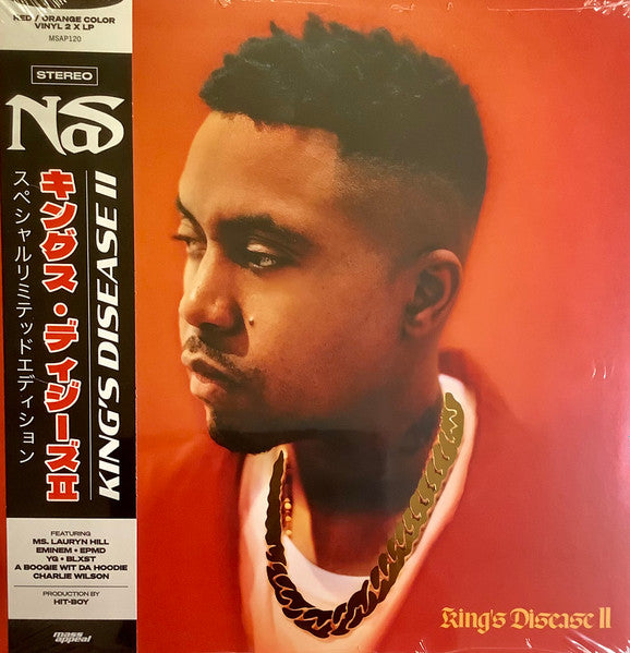Nas - King's Disease II (2021) - Mint- 2 LP Record 2023 Mass Appeal Red / Orange Vinyl & OBI - Hip Hop - Shuga Records